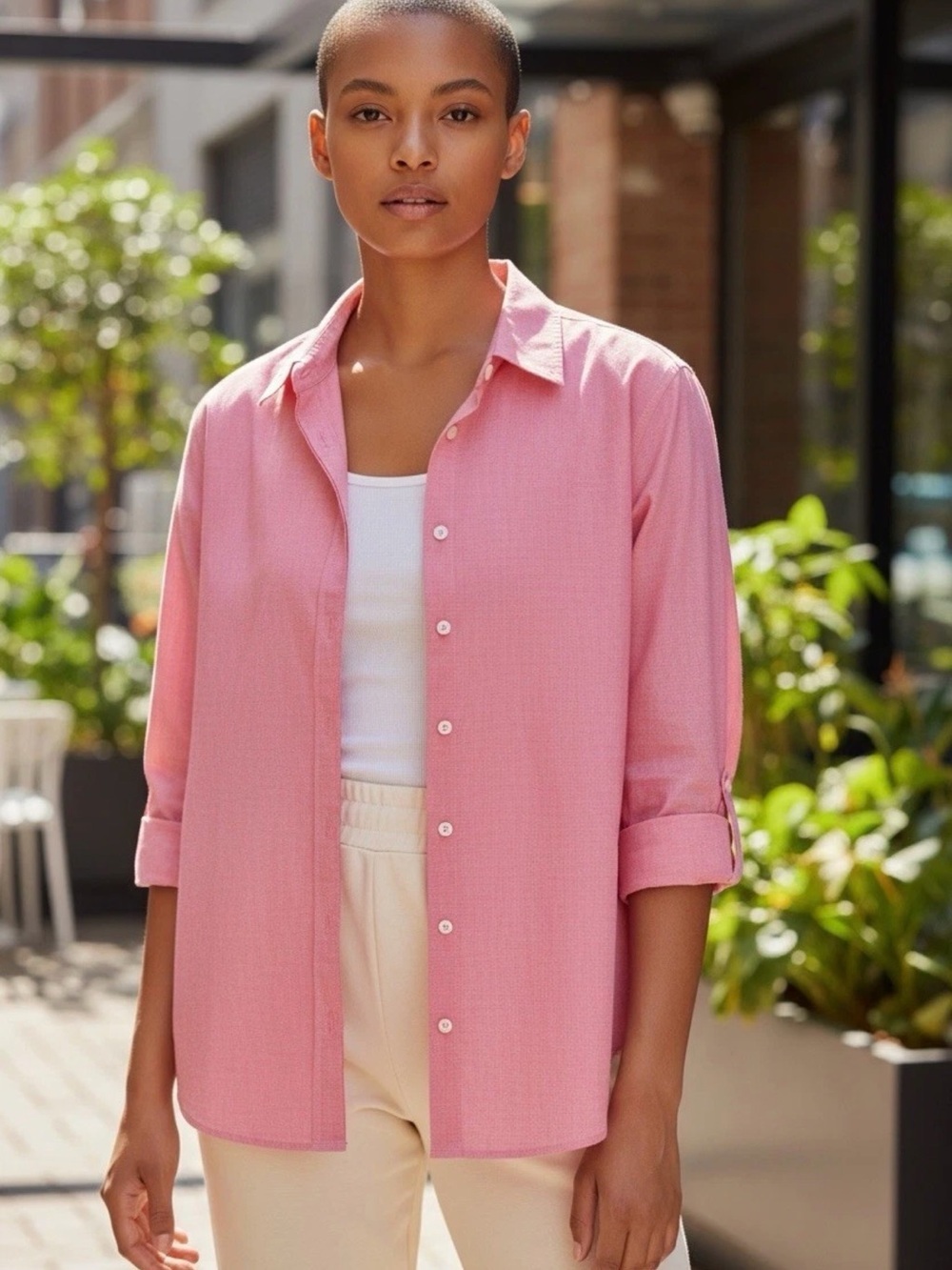 Talbots Pink Petites Button-Down Shirt